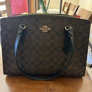 Coach Brown and Black Satchel with Monogram Pattern